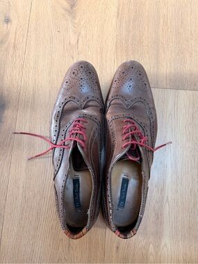 Paul Smith Brown Leather Brogue Oxfords with Red Laces